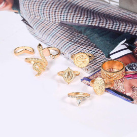 Arihant Gold Plated Snake inspired Stackable Rings Set of 10
