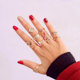 Arihant Gold Plated Snake inspired Stackable Rings Set of 10