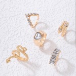 Arihant Gold Plated Gold-Toned Heart-Snake inspired Stackable Rings Set of 5