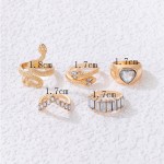 Arihant Gold Plated Gold-Toned Heart-Snake inspired Stackable Rings Set of 5