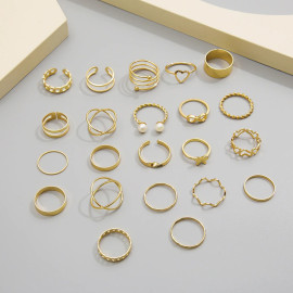 Arihant Women Gold Plated Contemporary Stackable Rings Set of 23