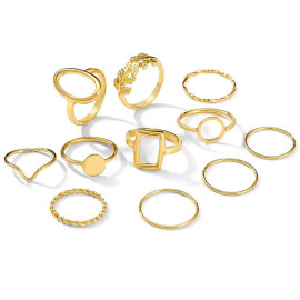 Arihant Women Gold Plated Contemporary Stackable Rings Set of 11