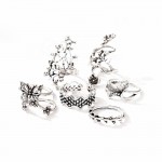 Arihant Silver Plated Floral Contemporary Stackable Rings Set of 7
