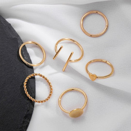 Arihant Gold Plated Gold Toned Contemporary Stackable Rings Set of 6