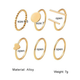 Arihant Gold Plated Gold Toned Contemporary Stackable Rings Set of 6