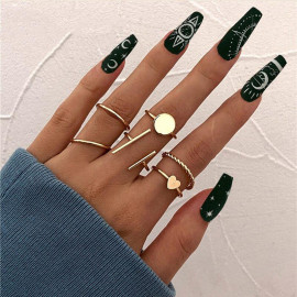 Arihant Gold Plated Gold Toned Contemporary Stackable Rings Set of 6