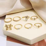 Arihant Gold Plated Contemporary Butterfly inspired Stackable Rings Set of 8