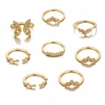 Arihant Gold Plated Contemporary Butterfly inspired Stackable Rings Set of 8