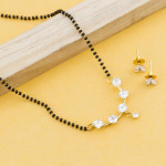 American Diamond Gold Plated Square Design Mangalsutra Set 14519