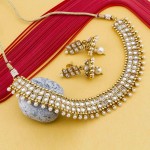 Arihant Golden Copper Plated Pearl Traditional Necklace Set 12430