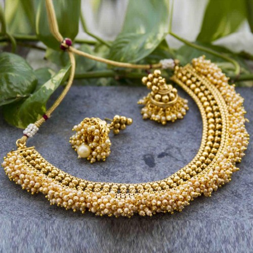 Arihant Pearl Studded Traditional Necklace Set 12446