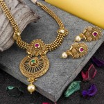 Arihant Pearl Used Ruby Green Antique Necklace Set 12452