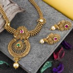 Arihant Pearl Used Ruby Green Antique Necklace Set 12452