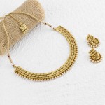 Arihant Gold Bar Design Pearl Antique Necklace Set with Maang Tika 12462
