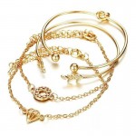 Arihant Gold-Plated Gold-Toned Set of 4 Contemporary Stackable Bracelet Set