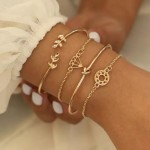 Arihant Gold-Plated Gold-Toned Set of 4 Contemporary Stackable Bracelet Set