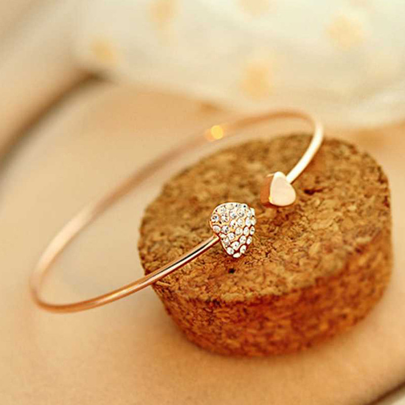 Arihant Stunning AD Gold Plated Contemporary Heart themed Cuff Bracelet for Women/Girls