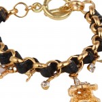 Arihant Gold Plated Black and White Eiffel theme Charm Bracelet