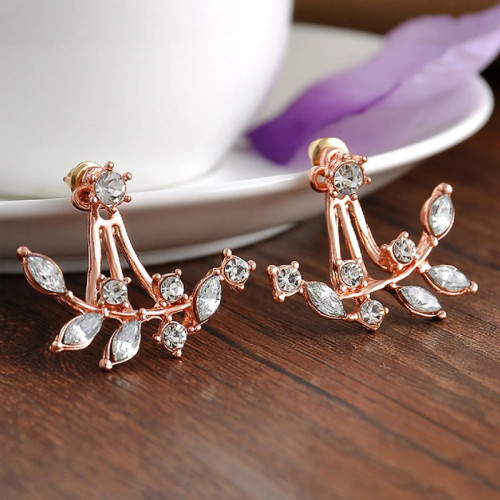 Arihant Rose Gold Plated Rose Gold Toned Contemporary Jacket Earrings