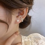 Arihant Gold Plated Korean Floral Pearl Studded Stud Earrings