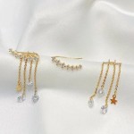 Arihant Gold Plated Gold Toned Contemporary Drop Jacket Earrings
