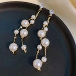 Arihant Gold Plated Pearl Studded Contemporary Drop Earrings