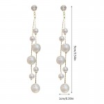 Arihant Gold Plated Pearl Studded Contemporary Drop Earrings