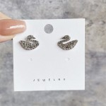 Arihant Silver Plated Silver Toned Swan inspired Stud Earrings