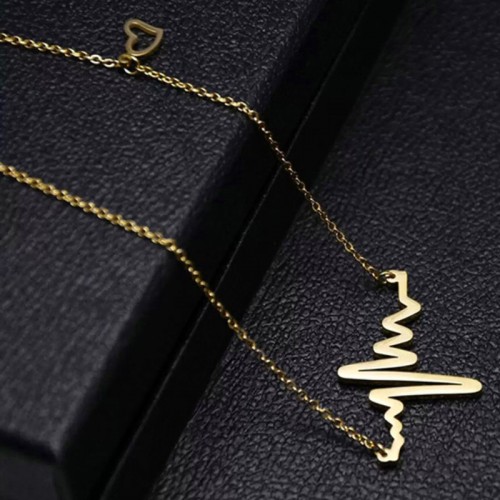 Arihant Gold Plated Heartbeat with a Heart Necklac...