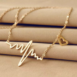Arihant Gold Plated Heartbeat with a Heart Necklace