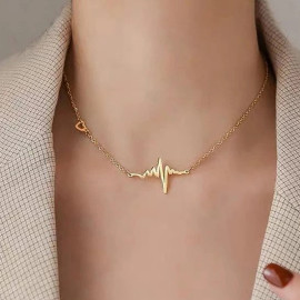 Arihant Gold Plated Heartbeat with a Heart Necklace