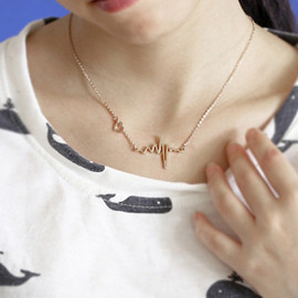 Arihant Gold Plated Heartbeat with a Heart Necklace