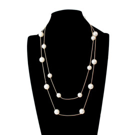 Arihant Gold Plated Pearl Studded Long Layered Necklace