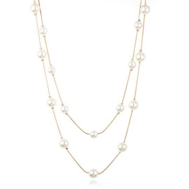Arihant Gold Plated Pearl Studded Long Layered Necklace