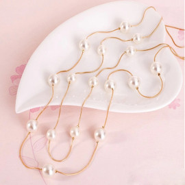 Arihant Gold Plated Pearl Studded Long Layered Necklace