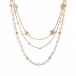 Arihant Gold Plated Pearl Studded Long Floral Layered Necklace