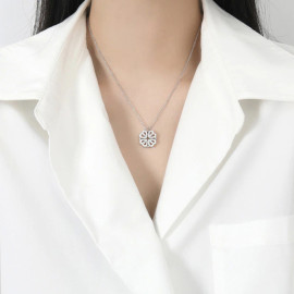 Arihant Four Leaves & Hearts Clover Design Openable Magnet Silver Plated Pendant with Chain