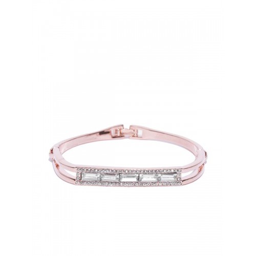 Rose Gold-Plated Handcrafted Stone-Studded Link Br...