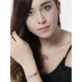 Rose Gold-Plated Handcrafted Stone-Studded Link Bracelet 17116
