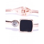 Black Rose Gold-Plated Handcrafted Stone-Studded Cuff Bracelet 17123