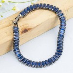 Arihant Navy Blue & Gunmetal-Toned Silver-Plated Stone-Studded Bracelet 17175