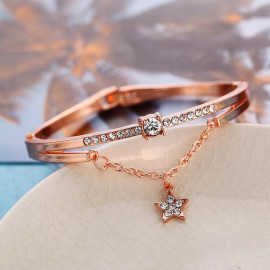 Arihant Rose Gold Plated Star inspired Stone Studded Korean Bracelet For Women and Girls