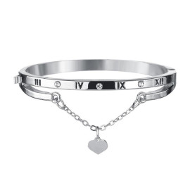 Arihant Silver Plated Roman Numbers engraved Stone Studded Korean Bracelet For Women and Girls