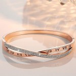 Arihant Rose Gold Plated Roman Numbers engraved Stone Studded Korean Bracelet For Women and Girls