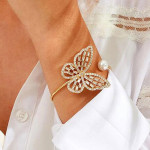 Arihant Gold Plated Butterfly inspired Stone Studded Korean Cuff Bracelet For Women and Girls