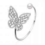 Arihant Silver Plated Butterfly inspired Stone Studded Korean Cuff Bracelet For Women and Girls