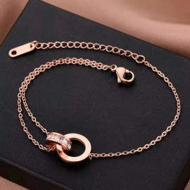 Arihant Stainless Steel Rose Gold Plated CZ Studded Roman Numerals Contemporary Bracelet