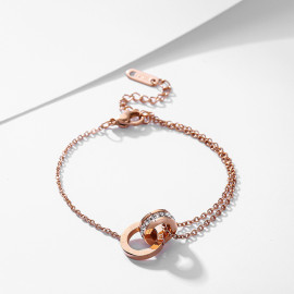 Arihant Stainless Steel Rose Gold Plated CZ Studded Roman Numerals Contemporary Bracelet
