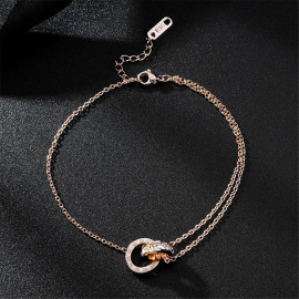 Arihant Stainless Steel Rose Gold Plated CZ Studded Roman Numerals Contemporary Bracelet