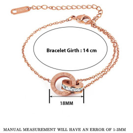 Arihant Stainless Steel Rose Gold Plated CZ Studded Roman Numerals Contemporary Bracelet
